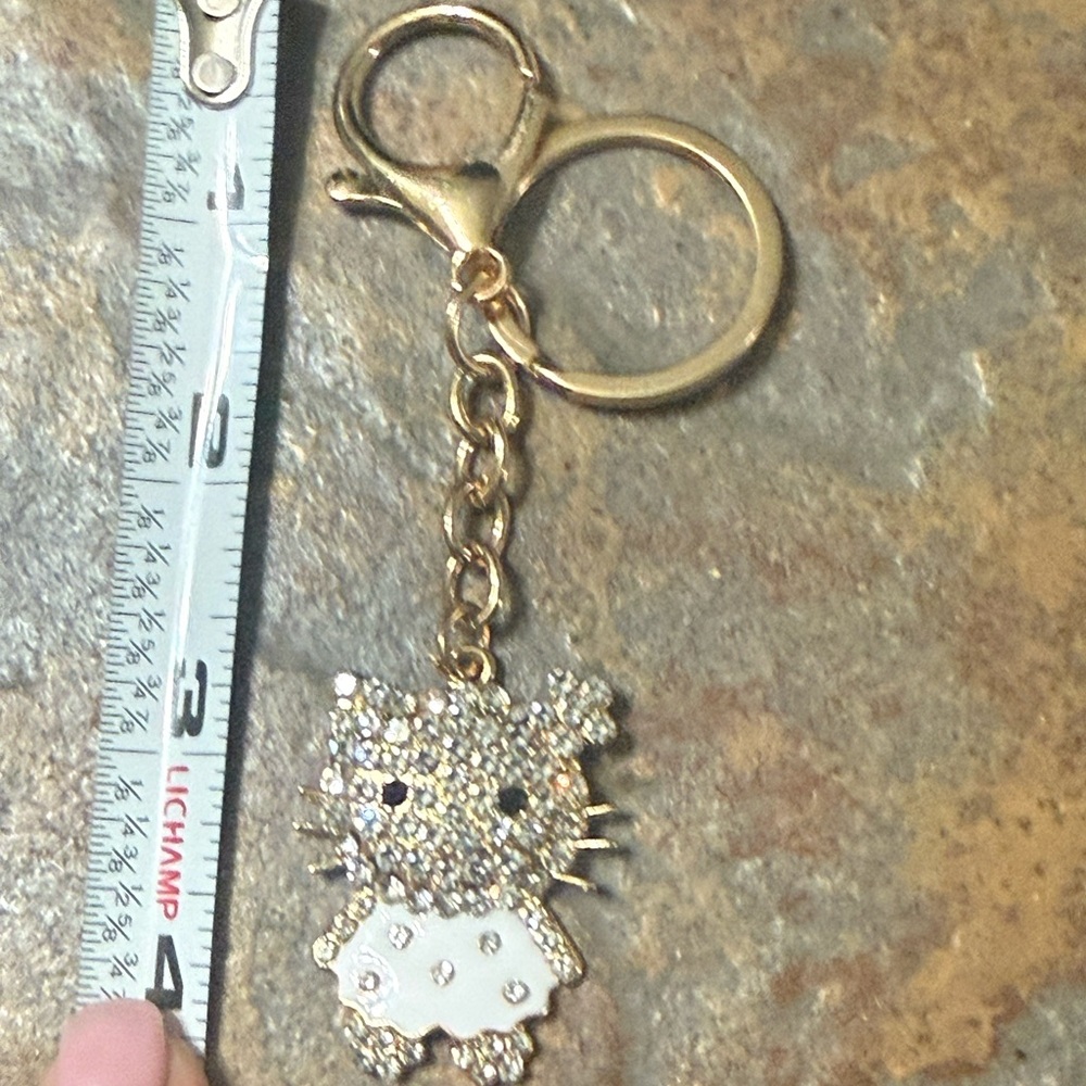 NWOT Silver & Rhinestone Kitty Keychain - Picture 5 of 5